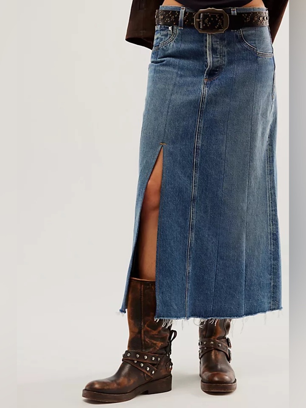 Citizens of Humanity Raian Splice Rework Denim Jean Midi Skirt patchwork size 27 - Picture 4 of 16